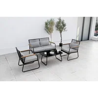 Juego De Terraza Sala Exterior Metal/Textil 4 Piezas Granada Gris