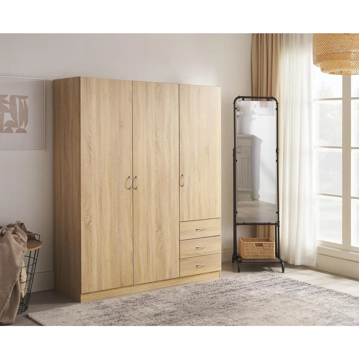 Closet Grecia 3 Puertas 3 Cajones 143x175x48 cm Madera Natural Just ...