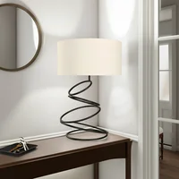 Just Home Collection Lámpara Mesa Espiral 1 Luz E27 Negro