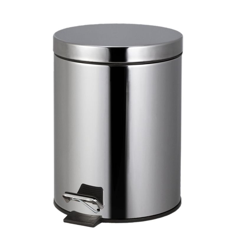 Honey-Can-Do TRS-02110 - Papelera Redonda De Acero Inoxidable Con Revestimiento, Cromado, 30 Litros Por 8 Galones