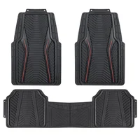 Tapete 3Pz Negro Rojo PVC D