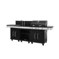 Mr Beef Asador a gas 4 Quemadores + Cocina Lateral 248x115x55 cm Black Mr. Beef