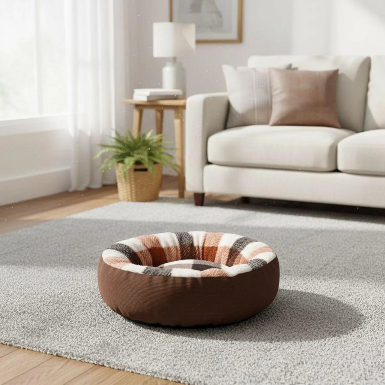 Cama Para Perro Redonda 60x60x14 Cm Marrón Petizoos 4