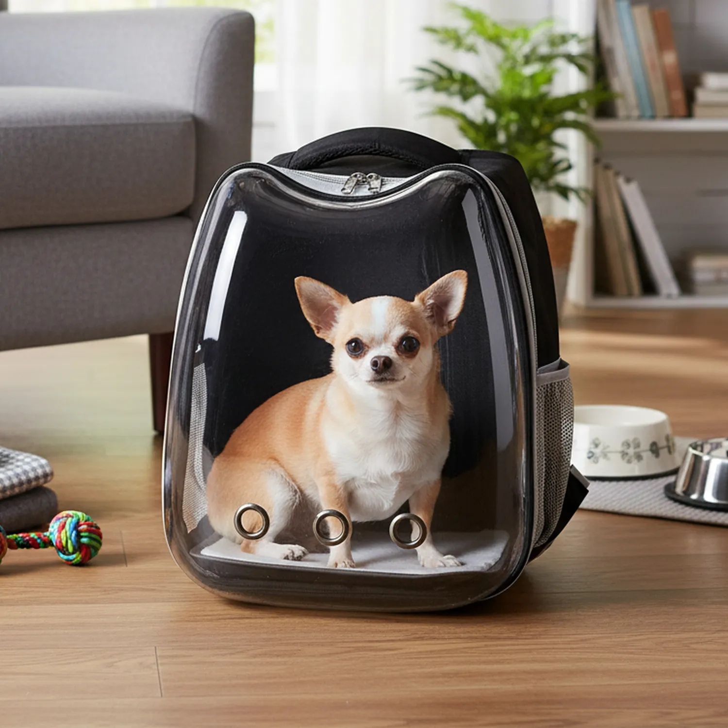 Morral Cargador para Mascotas 34x40x28 Cm Color Negro Petizoos