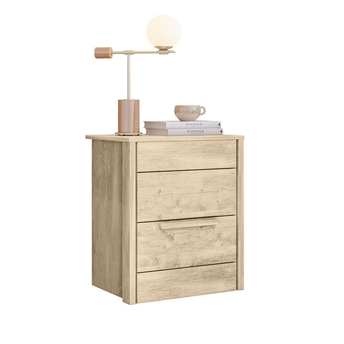 CASA BONITA - Mesa de Noche Paris 2 Cajones 51x39x61 cm Avellana