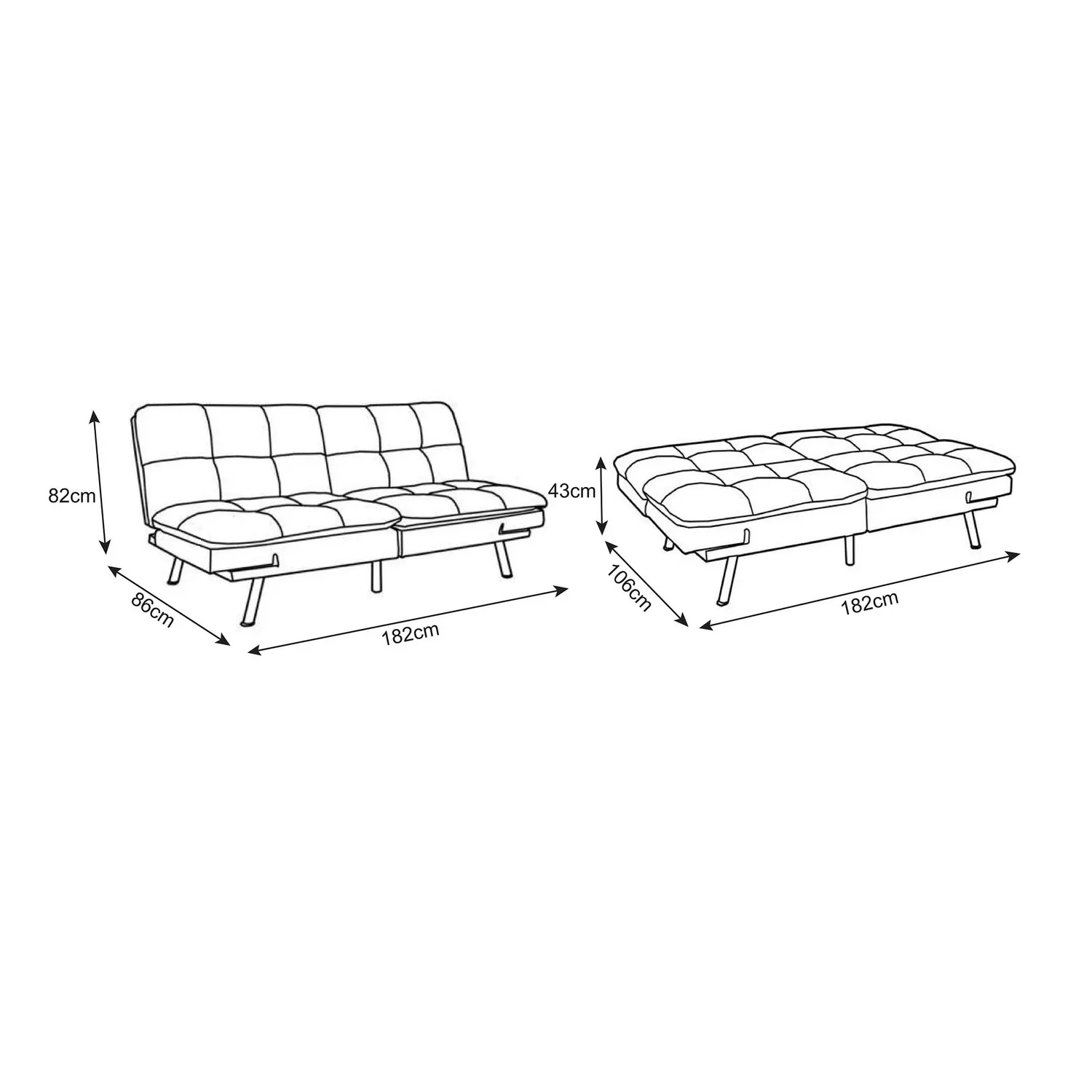 Sofá Cama 2 Puestos Moscú 182x82x86 cm Azul - Homecenter.com.co