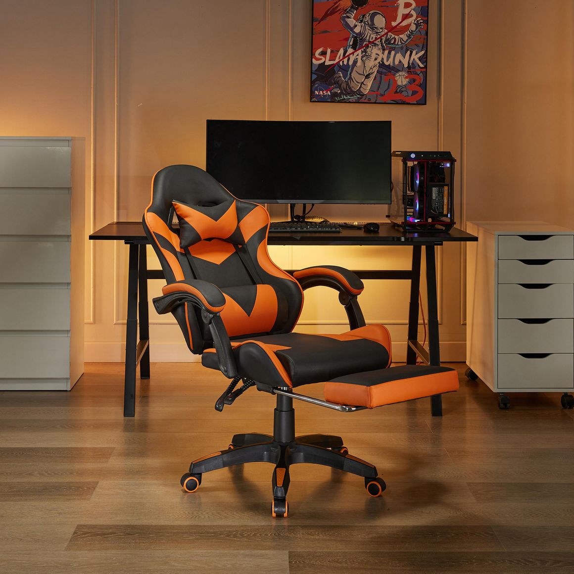 Silla de Escritorio Trinity Gamer Giratoria Reposapiés 53x126,5x64 cm ...