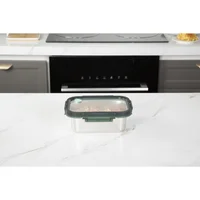 Recipiente Hermético Rectangular Inoxidable 800ml Verde Tapa Vidrio Just Home Collection