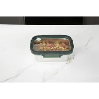 Recipiente Hermético Rectangular Inoxidable 1200ml Verde Tapa Vidrio Just Home Collection