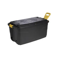 Caja Organizadora Plástica Alta Resistencia con Ruedas y Manija 110 litros 77x50.5x42 cm Negro Strata