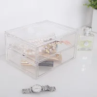 Organizador Plástico Multiuso 2 Niveles 2 Cajones 12.8x9.7x17 cm Transparente Just Home Collection
