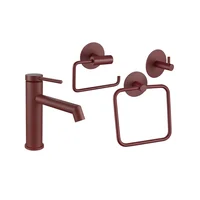 Set Grifería Lavamanos + Accesorios de Baño X3 Macarrón Rojo Sensi Dacqua