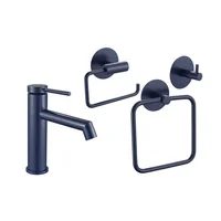 Set Grifería Lavamanos + Accesorios de Baño X3 Macarrón Azul Sensi Dacqua