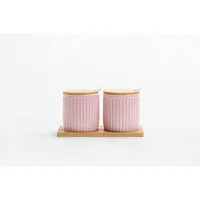 Setx2 Frasco Tapa Base Bambú Rosado