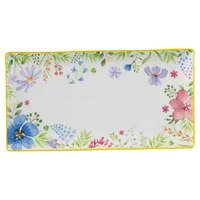 Bandeja en Porcelana 29.5x15cm Flor Ring Amarillo Multicolor