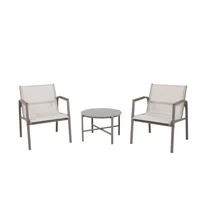 Juego de Balcón / Bistro / Patio Exterior 3 Piezas Metal Dubo Beige