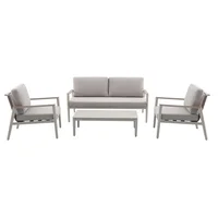 Juego De Terraza Sala Exterior Metal/Textil 4 Piezas Venecia