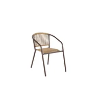 Silla Metálica Rattan Sintético con Brazos Guadalajara Beige