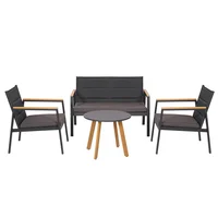 Juego De Terraza Sala Exterior Metal/Textil 4 Piezas Recife Negro