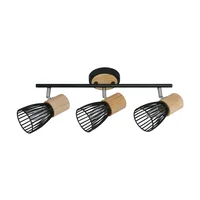 Barra Boston 3 Luces E27 Negro/Madera