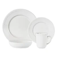 Juego de Vajilla en Porcelana 16 Piezas 4 Puestos Statice Blanco