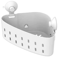 Canasto para Ducha Succión Esquinero Blanco