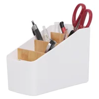 Organizador Plástico con Separadores en Madera 4 Divisiones Multiusos Blanco