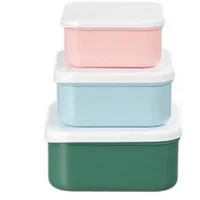 Set de 3 Contenedores de Alimentos con Tapa Plásticos Multicolor 230ml, 380ml y 580ml
