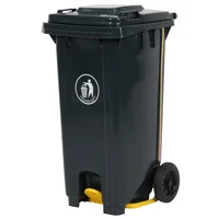 Contenedor Plástico Pedal con Ruedas 120 Litros Negro