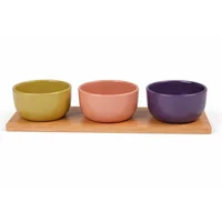 Set de 3 Bowl + Base Madera Servir Terra