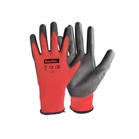 Par Guante Multiflex Poliester Rojo Negro Bauker