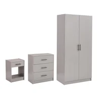 Combo Closet + Cómoda + Mesa de Noche Eli Gris