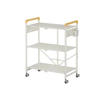 Carro Organizador Plegable Metálico Con Ruedas 3 Niveles 68x36x84.8cm Just Home Collection Blanco