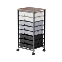 Carro Organizador Metálico 8 Cajones con Ruedas 39.5x32x77.8.cm Negro Just Home Collection