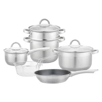 Juego de Ollas Batería de Cocina Acero Inoxidable 9 Piezas Just Home Collection