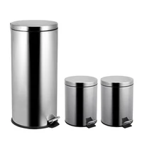 Set de Papelera 30 Litros + 2 x 5 Litros con Pedal Inoxidable