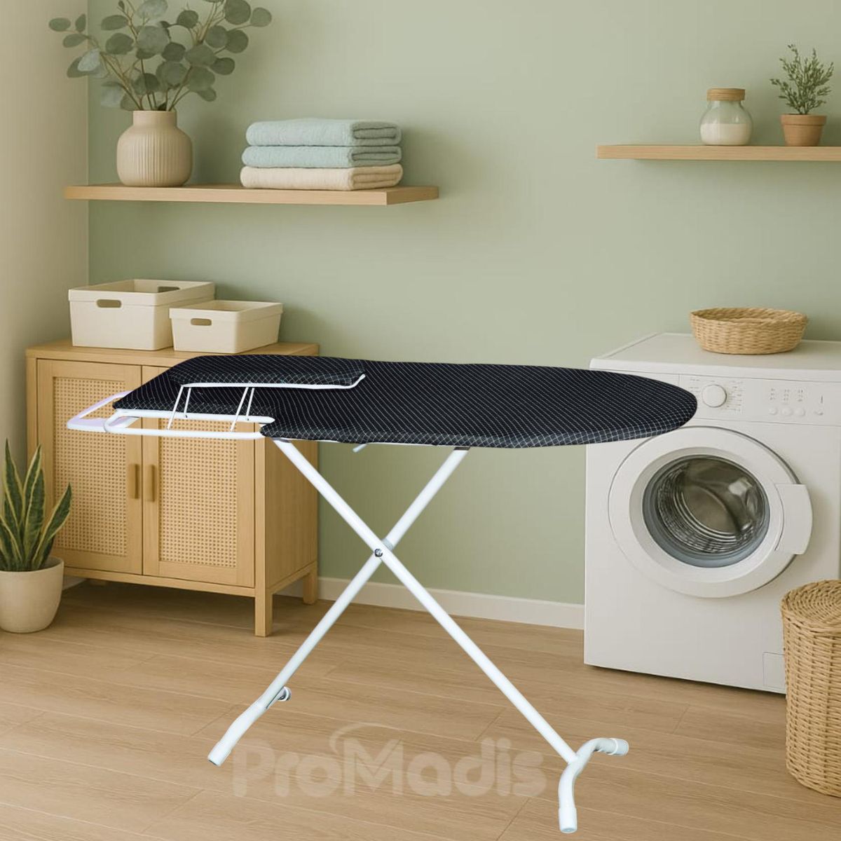 KLEINE WOLKE - Mesa de Planchar en Acero Inoxidable Export Kleine con Altura Regulable y Portaplancha 118x40cm Blanco y Variedad de Colores