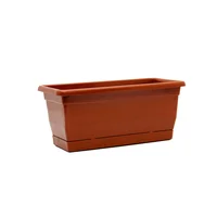 Jardinera Plástica Rectangular Con Plato 41x18.5x19cm Terracota