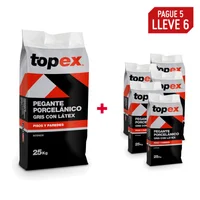 Pague 5 Lleve 6 Topex Porcelanico Gris 25kg