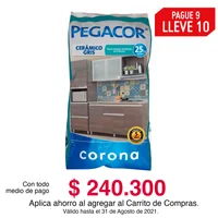 Pague 9 Lleve 10 Bultos de Pegacor Cerámica Interior Gris 25 Kg