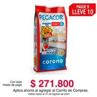 Pague 9 Lleve 10 Bultos de Pegacor Cerámica Interior Corona Gris 25 Kg