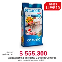 Pague 9 Lleve 10 Bultos de Pegacor Corona Max Porcelanato Interior y Exterior Gris 25 kg