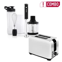 Combo Kit Batidora de Inmersión 400 Watts + Tostadora de Pan 2 Puestos