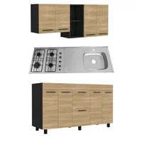 Cocina Integral Luna 1.5 Metros Mueble Superior + Inferior + Mesón Derecho