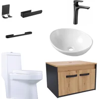 Combo Baño: Sanitario Berlín, Mueble De Baño Mesty, Lavamanos Vessel, Grifería Monocontrol y Accesorios Negros