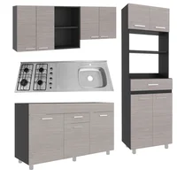Combo Mesón Acero Inoxidable Poceta Derecha Escurridor Izquierdo Monocontrol 150 X 50 Con Estufa Con 4 Fogones a Gas Just Home Collection + Mueble Superior de Cocina Sicilia 1.50 Metros Positano/Wengue 60x150x33.5 cm Just Home Collection + Mueble Inferior de Cocina 1.50 Metros Sicilia Positano/Wengue 84.5x148.2x49 cm Just Home Collection + Modulo Microondas Cocina Sicilia Positano/Wengue 201x62.1x40.8 cm Just Home Collection