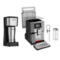 Combo Cafetera Krups Simple Brew To Go Inox Plateado + Espreseria Intuition Automática 1550 Watts