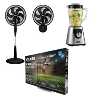  Combo Licuadora Imusa Ultraforce + 8V, 1000W, Vaso de Vidrio, 2.2 L, Acero inoxidable + Televisor 50 Pulgadas UHD 4K Frameless Soundbar VO-TV50SUKT2F Volker + Ventilador Samurai Ultra Silence Force 5 Velocidades, 2 En 1: Pedestal o Pared, Negro