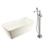 Combo Tina Recta Acrílica 170x80x58 Cm Sensi Dacqua + Grifería Pie Iguazu Bañera Niquel Sensi Dacqua