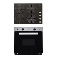 Combo Horno de Empotrar  60 cm Mixto 110 V Gas Natural Inoxidable Negro H60EEVAL005 + Estufa Empotrable 4 Puestos 60x43 cm de Cristal Haceb Gas Natural CCR60-F4P-SBF028 Negro